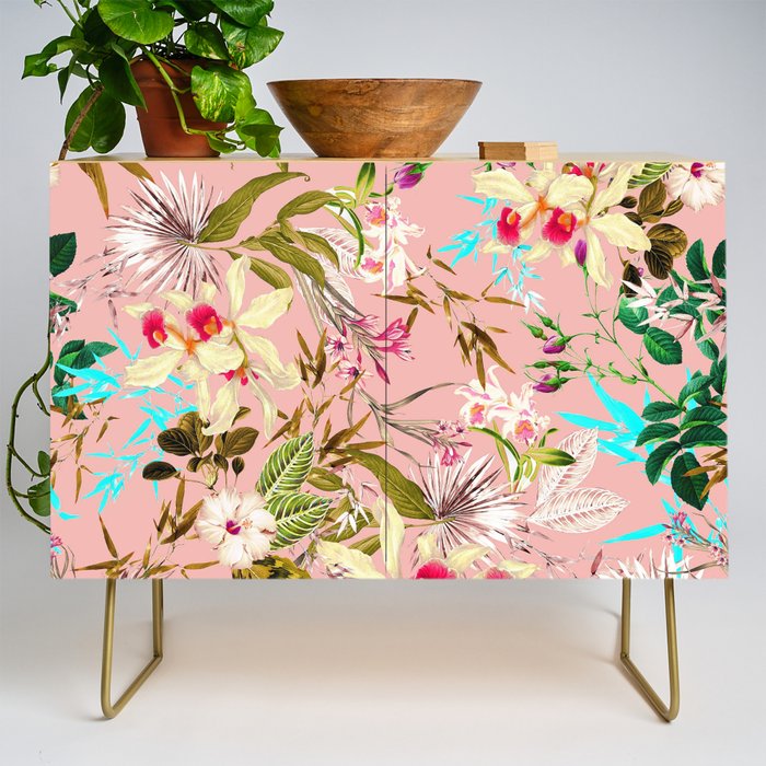 Gardenia | Vintage Botanical Nature Pattern | Blush Boho Plants Garden Floral Credenza