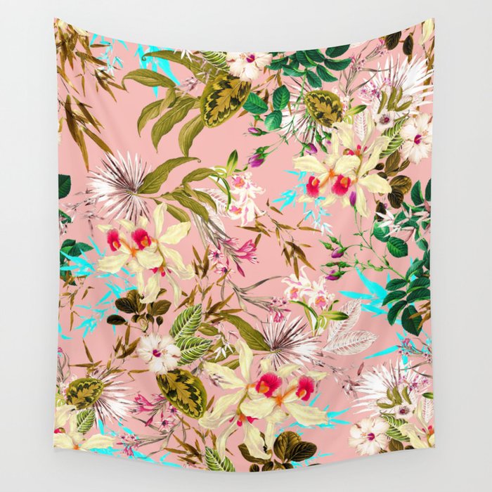 Gardenia | Vintage Botanical Nature Pattern | Blush Boho Plants Garden Floral Wall Tapestry