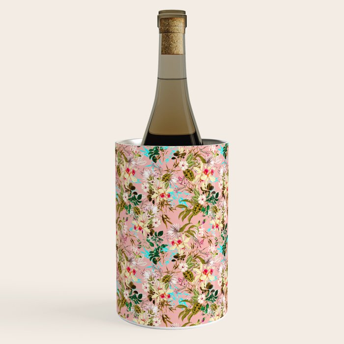 Gardenia | Vintage Botanical Nature Pattern | Blush Boho Plants Garden Floral Wine Chiller