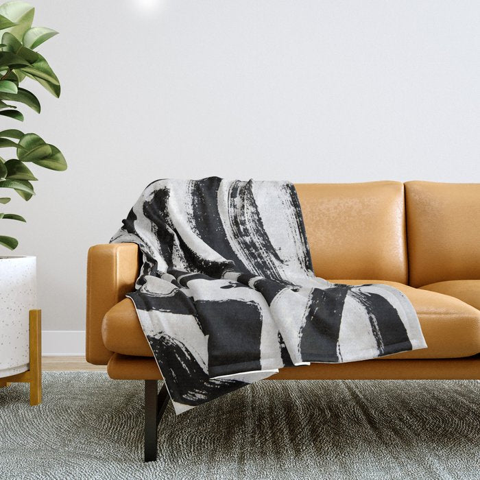 Black And White Abstract Pattern 1: A Minimal Black And White Pattern By Alyssa Hamilton Art Throw Blanket
