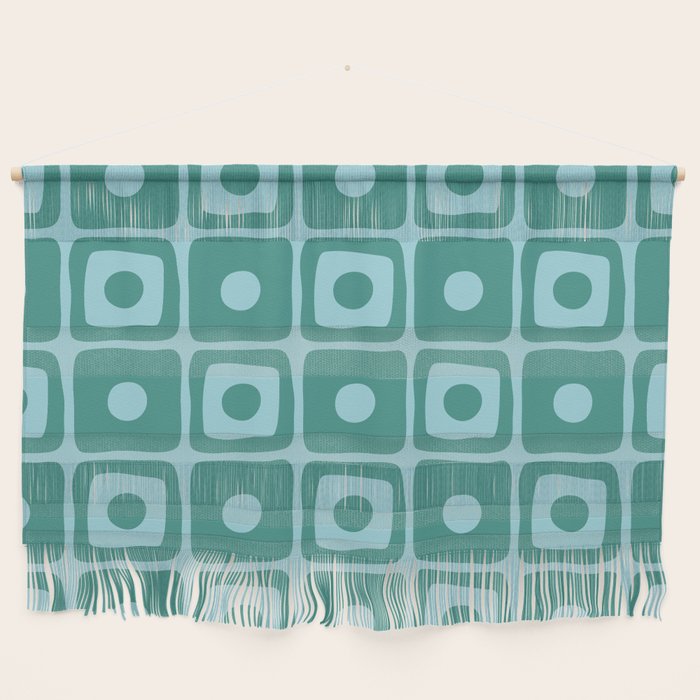 Mid Century Modern Square Dot Pattern 871 Teal And Blue Wall Hanging