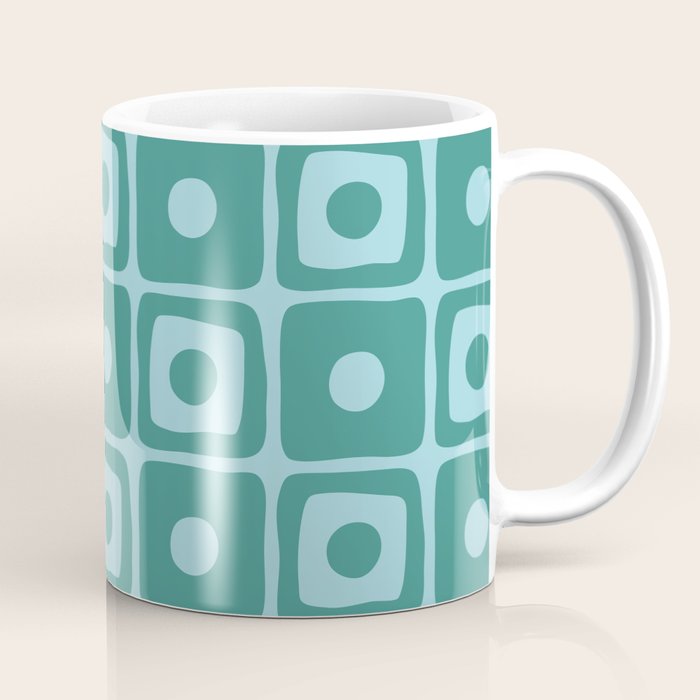 Mid Century Modern Square Dot Pattern 871 Teal And Blue Coffee Mug