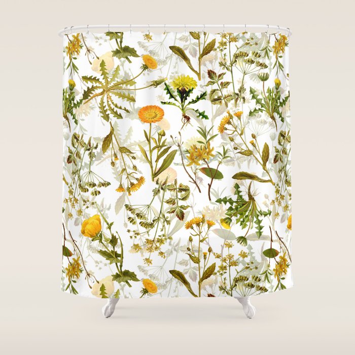 Vintage & Shabby Chic - Yellow Wildflowers Shower Curtain