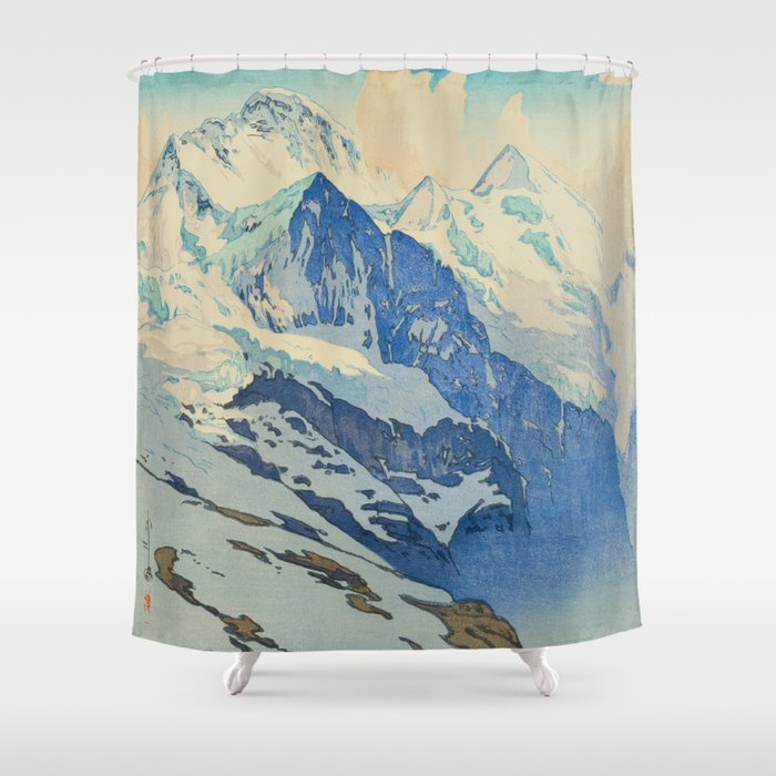The Jungfrau Vintage Beautiful Japanese Woodblock Print Hiroshi Yoshida Shower Curtain