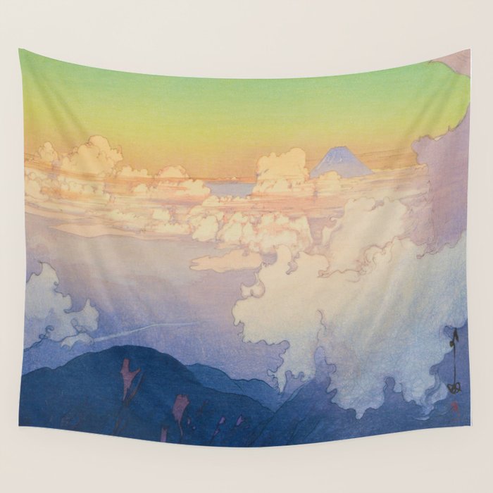 Above The Clouds (Un-Hyo) Vintage Beautiful Japanese Woodblock Print Hiroshi Yoshida Wall Tapestry