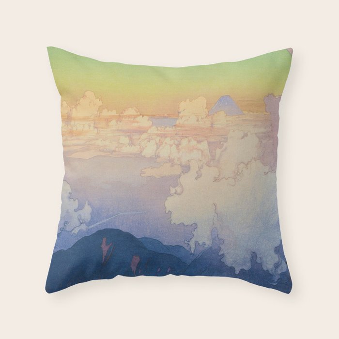 Above The Clouds (Un-Hyo) Vintage Beautiful Japanese Woodblock Print Hiroshi Yoshida Throw Pillow
