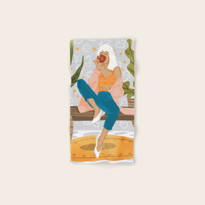 Boss Lady Illustration, Empower Woman Female Feminism, Plant Lady Tea Coffee Painting Bath Towel