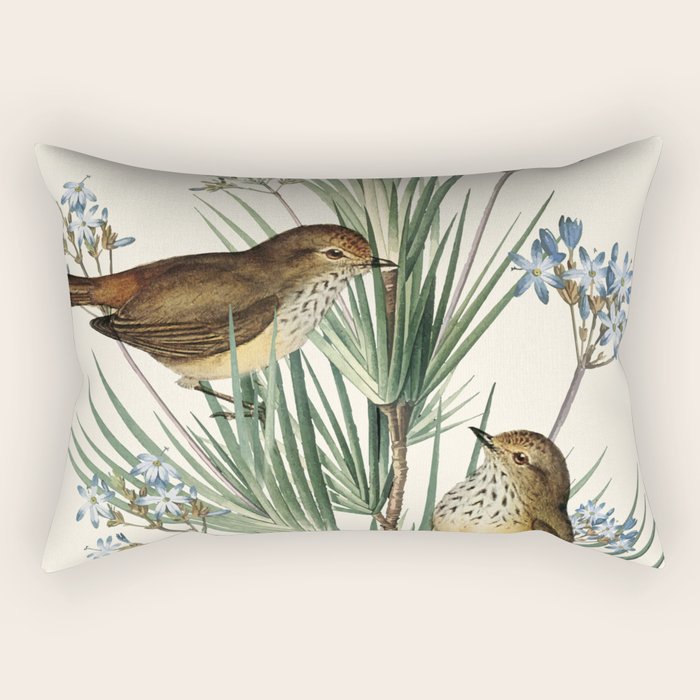 Little Birds And Flowers Iii Rectangular Pillow