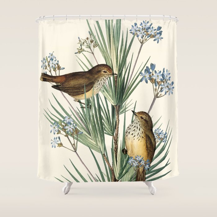 Little Birds And Flowers Iii Shower Curtain