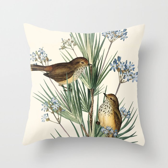 Little Birds And Flowers Iii Throw Pillow