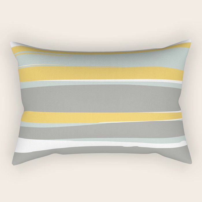 Stripe Abstract, Sun And Beach, Yellow, Pale, Aqua Blue And Gray Rectangular Pillow