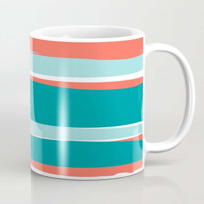 Colorful Stripes, Coral, Teal And Aqua Coffee Mug