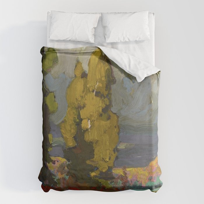 Tom Thomson Poplars By A Lake 1916 Canadian Landscape Artist Duvet Cover