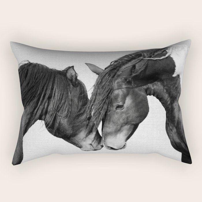 Horses - Black & White 4 Rectangular Pillow