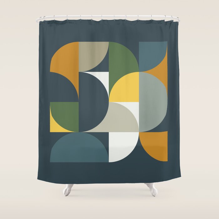 Mid Century Geometric 13/2 Shower Curtain