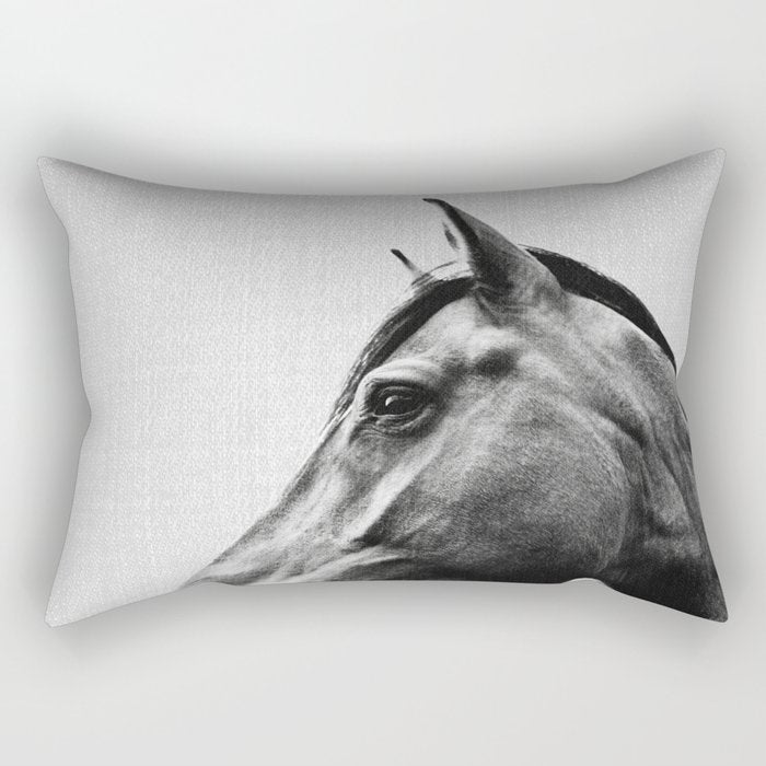 Horses - Black & White 2 Rectangular Pillow
