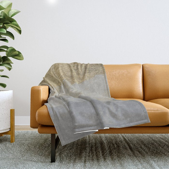 Geometrical Ombre Glacier Gray Gold Watercolor Throw Blanket