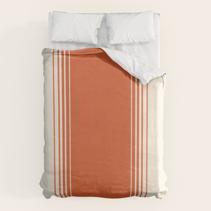 Marmalade Orange And Creme Lines Duvet Cover