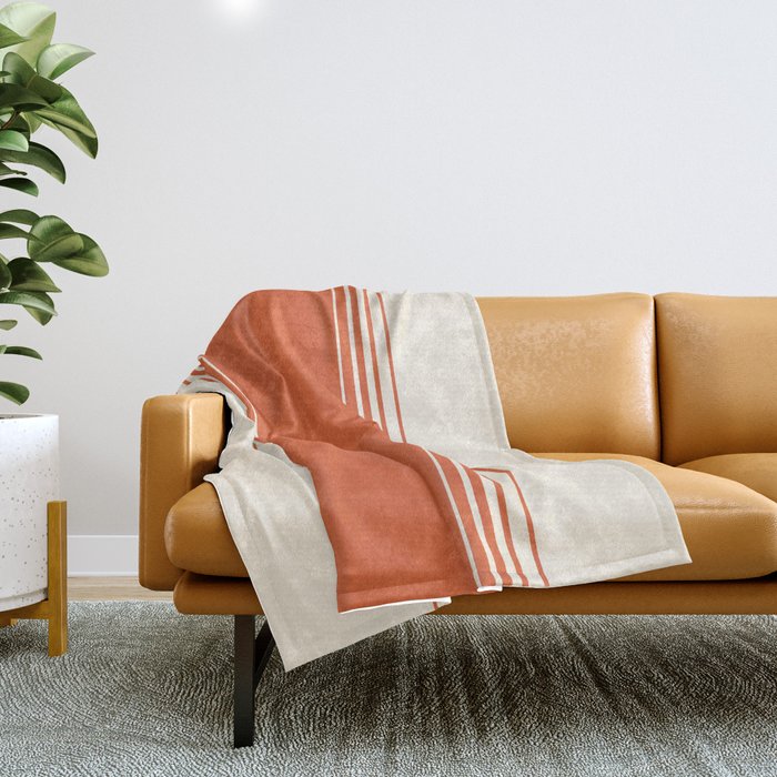 Marmalade Orange And Creme Lines Throw Blanket
