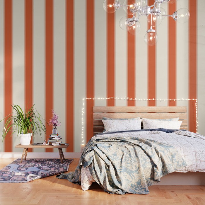 Marmalade Orange And Creme Lines Wallpaper