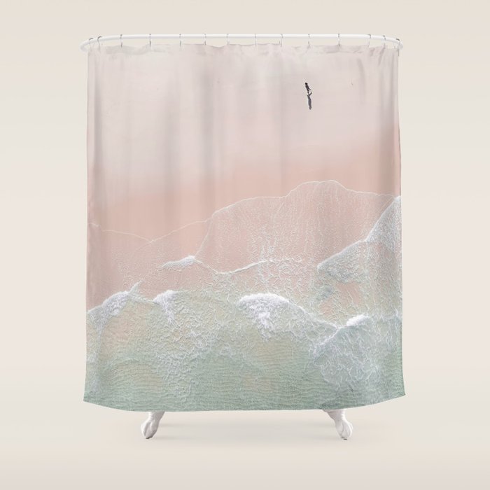 Ocean Walk Ii - Aerial Beach Photography By Ingrid Beddoes Shower Curtain