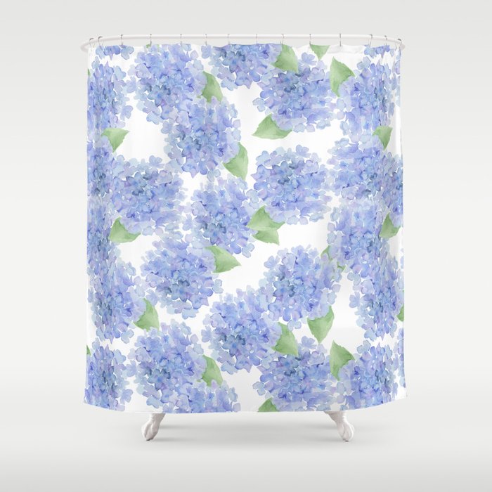 Elegant Lavender Lilac Watercolor Hydrangea Floral Shower Curtain