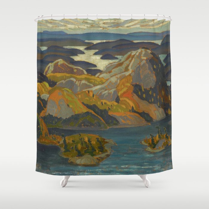 Canadian Landscape Oil Painting Franklin Carmichael Art Nouveau Post-Impressionism Grace Lake 1931 Shower Curtain