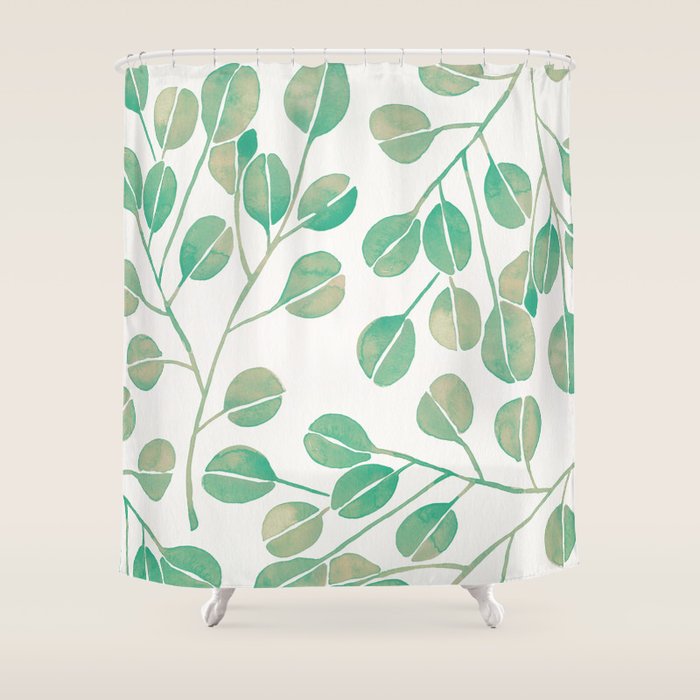 Silver Dollar Eucalyptus - Mint Palette Shower Curtain