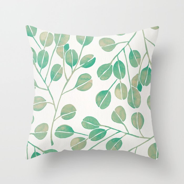 Silver Dollar Eucalyptus - Mint Palette Throw Pillow