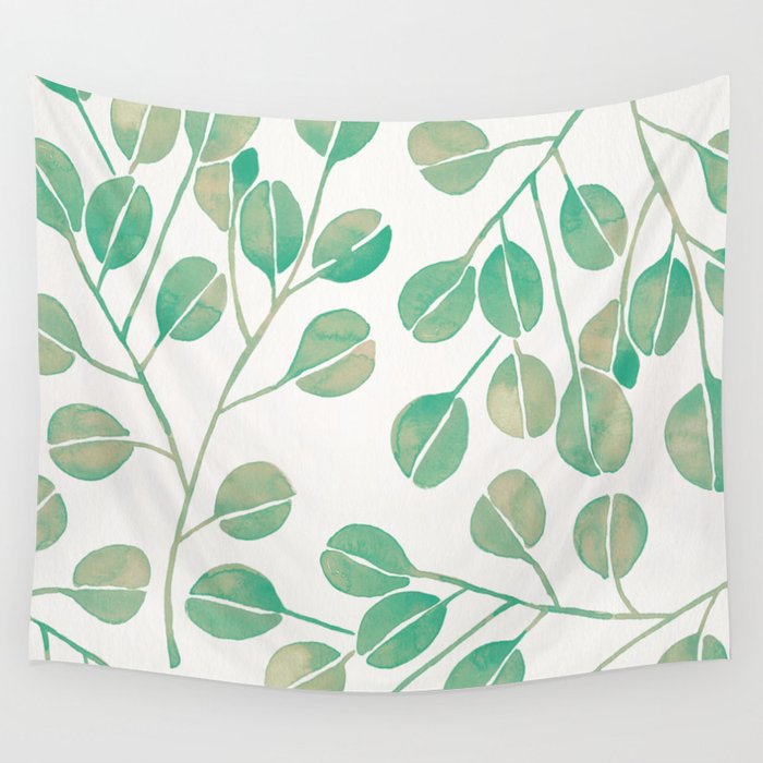 Silver Dollar Eucalyptus - Mint Palette Wall Tapestry