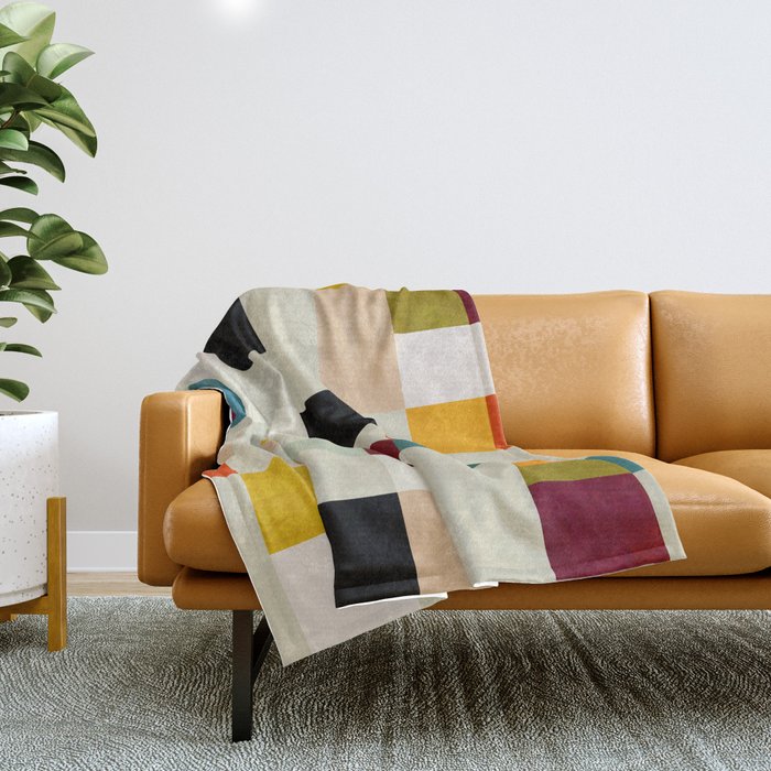 Modern Mid Century Chequers Throw Blanket
