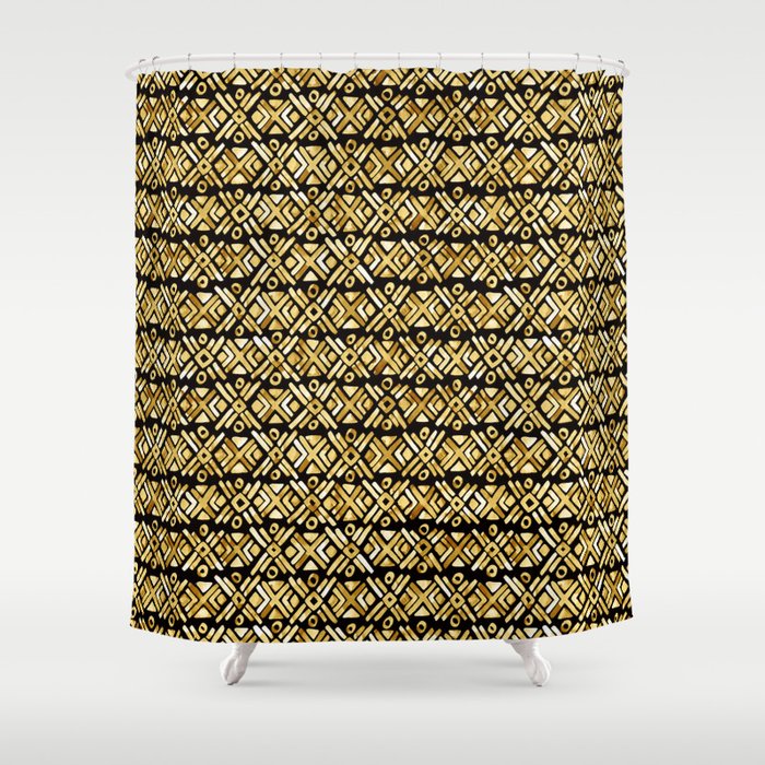 Sonoran Stripe - Midnight Gold Shower Curtain