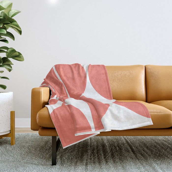 Mid Century Modern Living Coral Square Throw Blanket