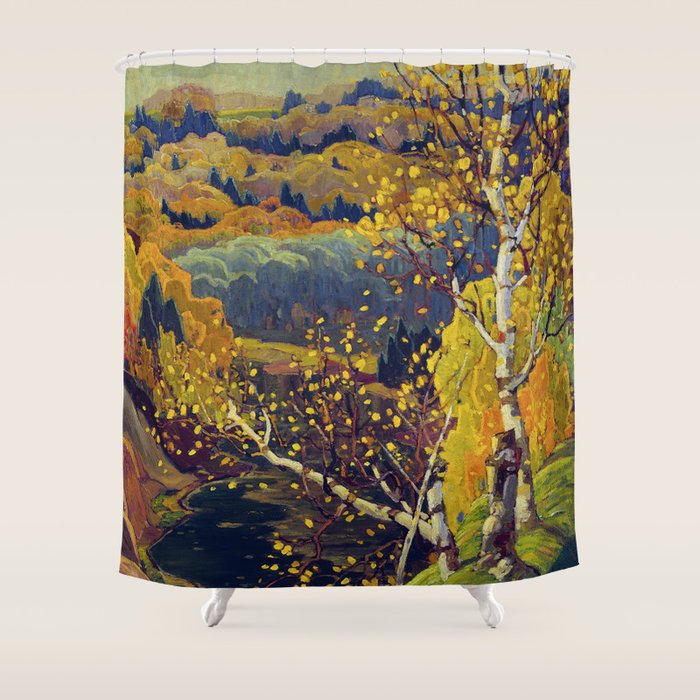 Franklin Carmichael Canadian Artist Art Nouveau Post-Impressionism October Gold Shower Curtain