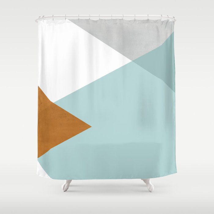 Geometrics - Aqua & Orange Concrete Shower Curtain