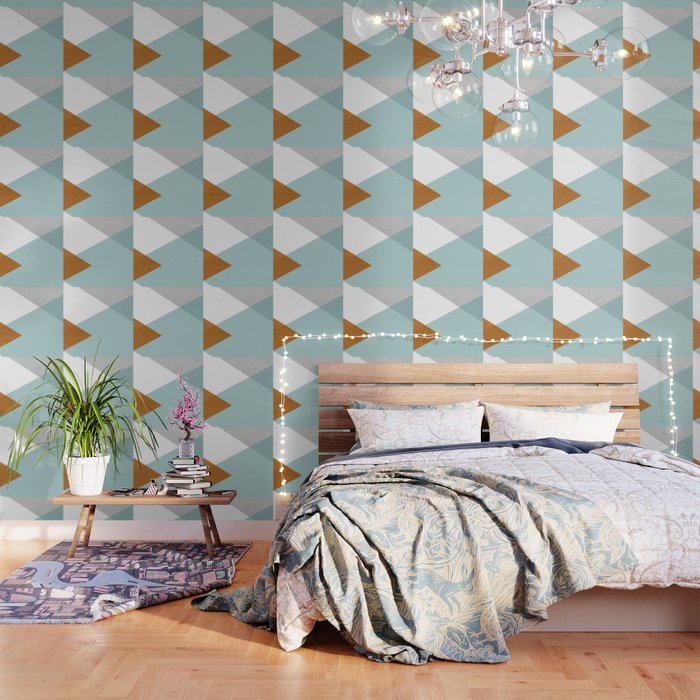 Geometrics - Aqua & Orange Concrete Wallpaper