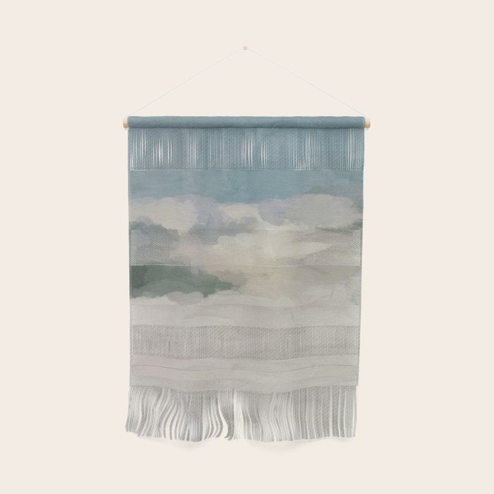 Sandy Dunes - Modern Abstract Painting, Teal Blue, Sage Green, Beige Yellow Prints Wall Art Ocean Wall Hanging