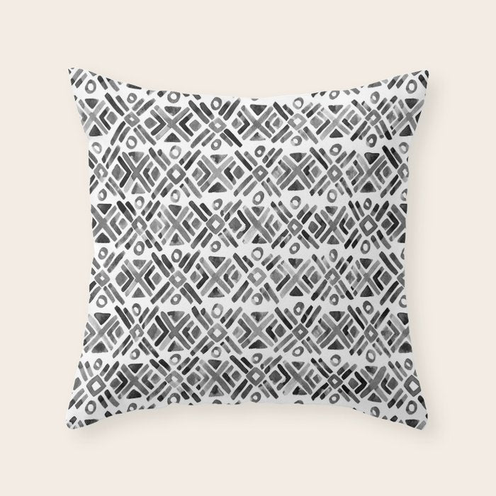 Sonoran Stripe - Black&White Throw Pillow