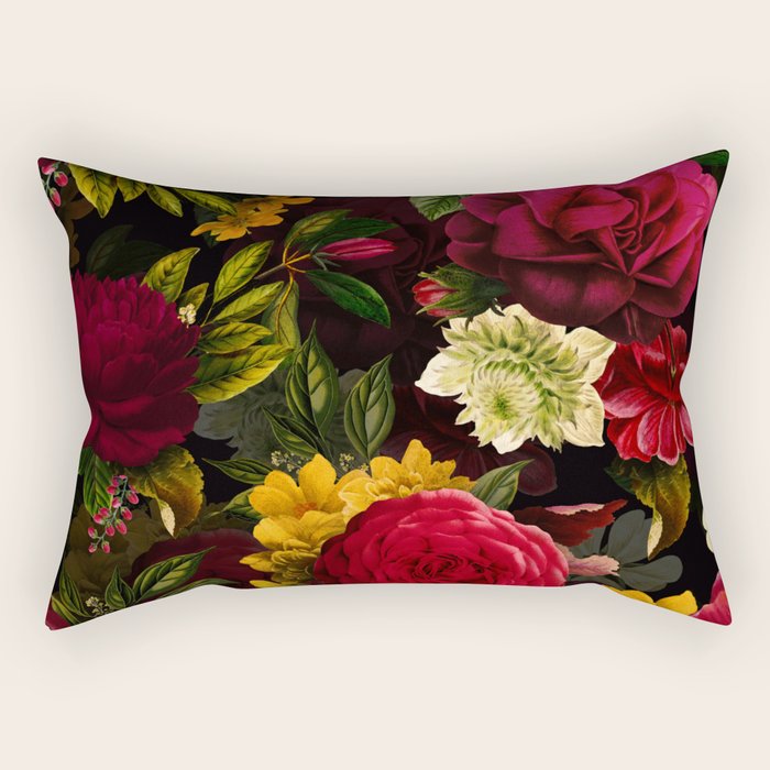 Vintage & Shabby Chic - Mystical Night Roses Bouquet Rectangular Pillow