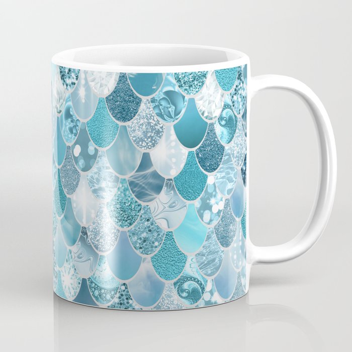 Cute Mermaid Scales, Teal And Aqua Coffee Mug