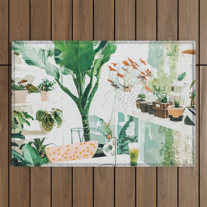 Junglow, Urban Jungle Botanical Home Decor, Tropical Plants Interior Design Plant Lady Painting Outdoor Rug