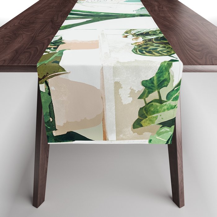 Junglow, Urban Jungle Botanical Home Decor, Tropical Plants Interior Design Plant Lady Painting Table Runner
