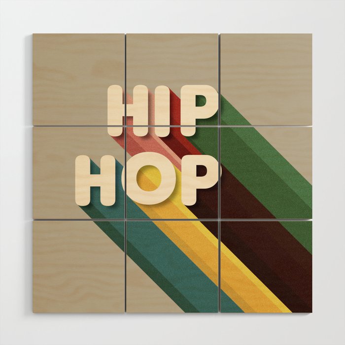 Hip Hop - Retro Typography Wood Wall Art