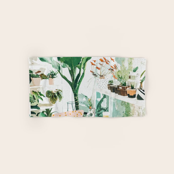 Junglow, Urban Jungle Botanical Home Decor, Tropical Plants Interior Design Plant Lady Painting Bath Towel