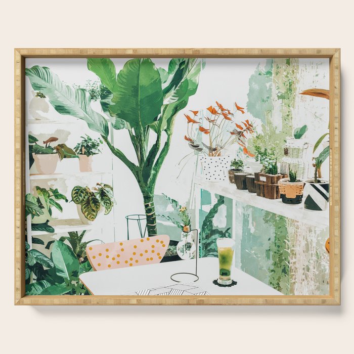 Junglow, Urban Jungle Botanical Home Decor, Tropical Plants Interior Design Plant Lady Painting Serving Tray