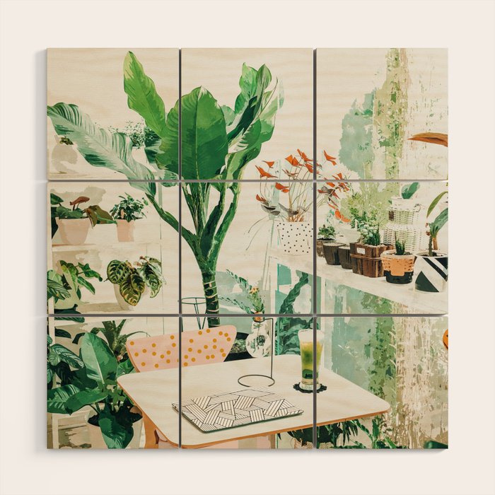 Junglow, Urban Jungle Botanical Home Decor, Tropical Plants Interior Design Plant Lady Painting Wood Wall Art
