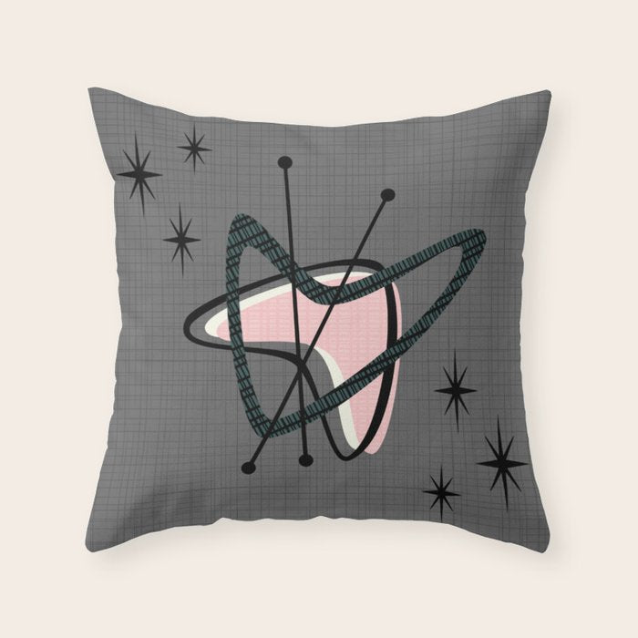 Atomic Boomerangs & Starbursts Throw Pillow