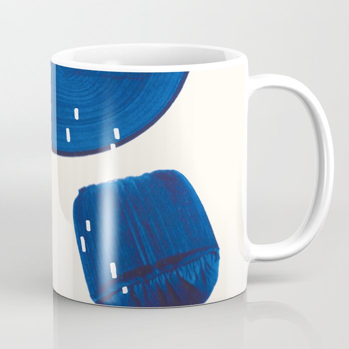 Minimalist Abstract Mid Century Modern Colorful Shape Yellow Blue Pattern Fun Art Coffee Mug