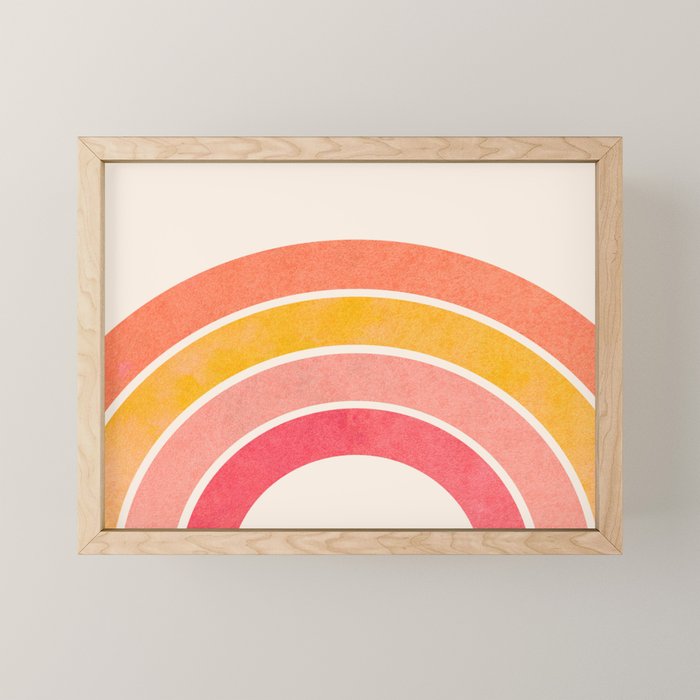 Whimsical Vintage Rainbow Waves Mini Art Print
