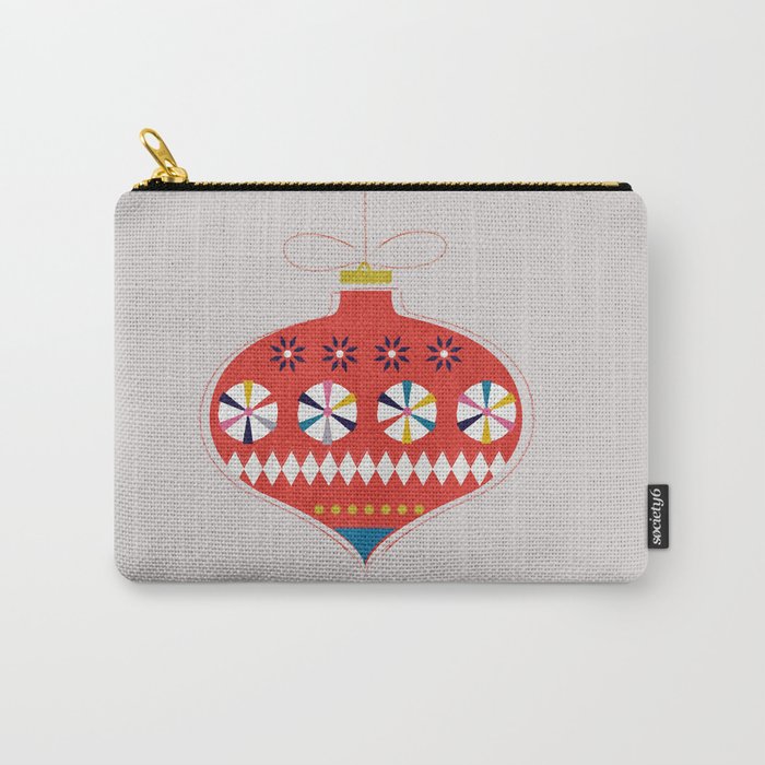 Festive Red Retro Bauble Carry All Pouch